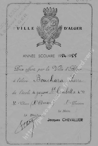 Prix offert par la ville d'Alger - année 1954-55 - CM2